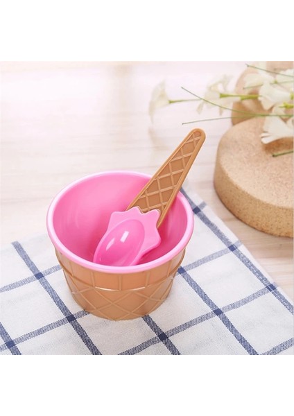 Pembe Stil Sıcak Satış Şeker Renk Dondurma Yeniden Kullanılabilir Kaseler ve Kaşık Çocuklar Için Harika Hediye Tatlı Dondurma Kaseleri Dondurma Kupası (Yurt Dışından)