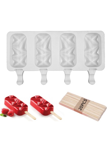 4-Boşluk Küçük Stil 4-Cavity Pişirme Mini Silikon Dondurma Kalıpları Popsicle Kalıpları Kek Çikolatalı Cakesicle Kalıp Dıy Ice Pops Oval Için (Yurt Dışından) fiyatları