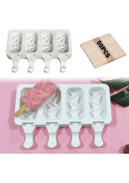 4-Boşluk Küçük Stil 4-Cavity Pişirme Mini Silikon Dondurma Kalıpları Popsicle Kalıpları Kek Çikolatalı Cakesicle Kalıp Dıy Ice Pops Oval Için (Yurt Dışından) fırsatları