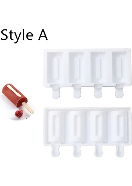 YH006602 Stili Silikon Dondurma Kalıp Dondurucu Suyu 4 Hücre Delik Buz Lolly Pop Küp Tepsi Varil Maker Kalıp Çubukları Dıy Ev Yapımı Popsicle Formu (Yurt Dışından)