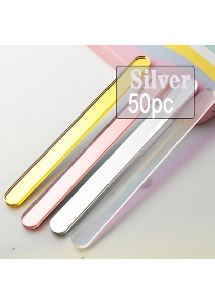 Gümüş 50 Adet Tarzı 50 Adet Dondurma Çubuğu Dondurma Çubukları Dondurma Aracı Dıy Popsicle Maker Ayna Yüzey cm Uzunluk (Yurt Dışından)
