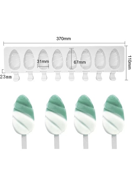 F Stili Mini Dondurma Kalıpları Pişirme, Silikon Dondurma Kalıpları Kek, Dıy Ice Pops Için Cakesicle Kalıp, Oval, 8-Boşluk (Yurt Dışından)