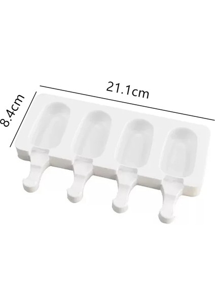 4-Boşluk Küçük Stil Kavite Dondurma Kalıbı Gıda Sınıfı Silikon Yapışmaz Popsicle Kalıpları Dıy Ev Yapımı Dondurucu Suyu Meyve Lolly Küp Tepsisi (Yurt Dışından)
