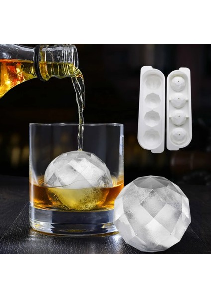 4 Küre-Elmas Stili Japonya Buz Küpü Kalıp Viski Buz Topu Makinesi Yeni Güvenlik Plastik 5 cm Buz Topu Dıy Ev Bar Partisi Kokteyl Kullanımı Tavsiye (Yurt Dışından)
