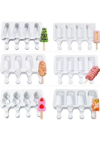 50 Adet Çubuk Stili Mini Dondurma Kalıpları, Silikon Dondurma Kalıpları Kek, Dıy Ice Pops Için Cakesicle Kalıp, Oval, Çubuk, 4-Boşluk, Mutfak Aksesuarları (Yurt Dışından) modelleri