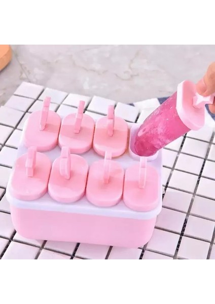 Mavi Stil 8 Izgara Silikon Dondurma Kalıpları Çikolata Kalıpları Buz Küpü Tepsi Gıda Güvenli Popsicle Maker Dıy Ev Yapımı Dondurucu Buz Lolly Kalıp (Yurt Dışından) modelleri