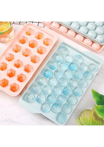 33 Izgara Pembe Yuvarlak Stil Buzluk, Kapaklı Dondurucu Buzlukları, Sphere Rhombus Petek Viski Buzlukları, Yeniden Kullanılabilir Viski Buz Topu Kalıbı (Yurt Dışından)