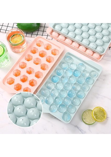33 Izgara Pembe Yuvarlak Stil Buzluk, Kapaklı Dondurucu Buzlukları, Sphere Rhombus Petek Viski Buzlukları, Yeniden Kullanılabilir Viski Buz Topu Kalıbı (Yurt Dışından)