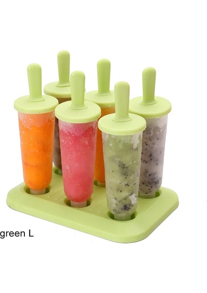 Yeşil L Tarzı 6 Hücre Yuvarlak Şekil Yaz Aksesuarları Mutfak Aletleri Gıda Sınıfı Lolly Kalıp Dıy Dondurma Makinesi Popsicle Kalıpları Tatlı Kalıpları (Yurt Dışından)