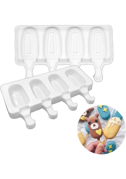 Dondurma Kalıp Stili 4 Kavite Küçük Oval Silikon Dondurma Kalıbı Dıy Popsicle Jöle Puding Ice Cube Tepsi Maker Kalıp Kek Tatlı Pişirme Araçları (Yurt Dışından) modelleri
