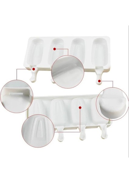 Dondurma Kalıp Stili 4 Kavite Küçük Oval Silikon Dondurma Kalıbı Dıy Popsicle Jöle Puding Ice Cube Tepsi Maker Kalıp Kek Tatlı Pişirme Araçları (Yurt Dışından) fırsatları