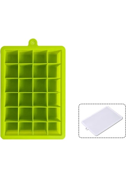 Yeşil Stil 24 Kavite Silikon Ice Cube Maker Dondurucu Için Kapaklı Tepsiler Dondurma Soğuk Içecekler Viski Kokteyller Mutfak Aletleri Aksesuarları (Yurt Dışından)