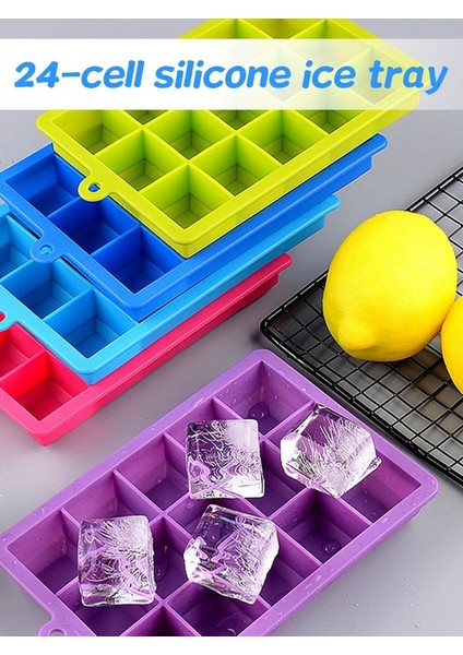 Yeşil Stil 24 Kavite Silikon Ice Cube Maker Dondurucu Için Kapaklı Tepsiler Dondurma Soğuk Içecekler Viski Kokteyller Mutfak Aletleri Aksesuarları (Yurt Dışından)