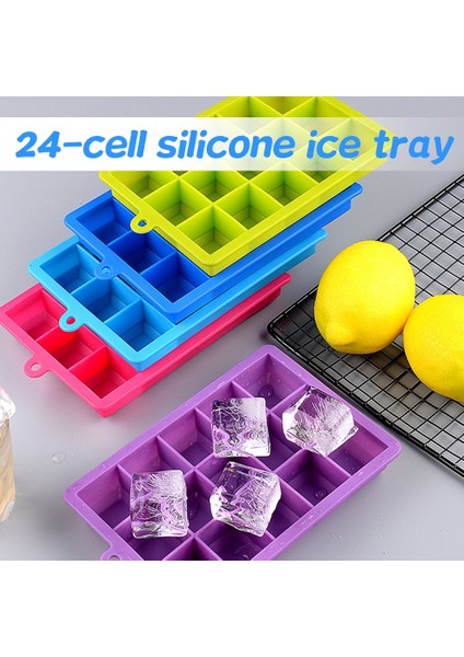 Yeşil Stil 24 Kavite Silikon Ice Cube Maker Dondurucu Için Kapaklı Tepsiler Dondurma Soğuk Içecekler Viski Kokteyller Mutfak Aletleri Aksesuarları (Yurt Dışından)