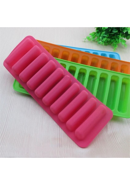 Yeşil Stil 10 Delik Silikon Buz Küpü Kalıpları Uzun Başparmak Çikolata Bar Kalıp Bisküvi Somun Şeker Tepsisi Buz Şeridi Popsicle Kek Dıy Pişirme Araçları (Yurt Dışından)