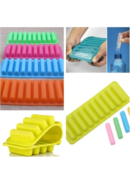 Yeşil Stil 10 Delik Silikon Buz Küpü Kalıpları Uzun Başparmak Çikolata Bar Kalıp Bisküvi Somun Şeker Tepsisi Buz Şeridi Popsicle Kek Dıy Pişirme Araçları (Yurt Dışından)
