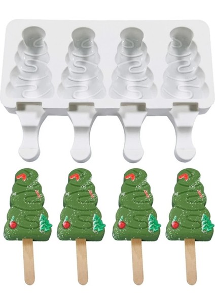 Ben Stil 4 Hücre Silikon Dondurma Kalıbı Diy Kalıp Buz Küpü Tepsi Varil Sıcak Satış Tatlı Dondurma Kalıbı ile Popsicle Sopa Çanta (Yurt Dışından)