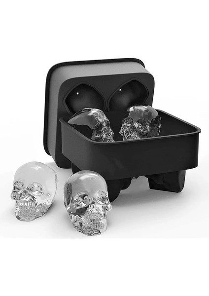 Siyah Stil Gadget'lar Satış Sıcak Büyük Cubetray Puding Kalıp 3D Kafatası Silikon 4-Cavity Dıy Buz Makinesi Ev Kullanımı Harika Bir Erkek Hediye (Yurt Dışından)