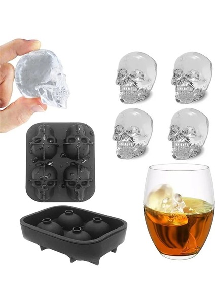 Siyah Stil Gadget'lar Satış Sıcak Büyük Cubetray Puding Kalıp 3D Kafatası Silikon 4-Cavity Dıy Buz Makinesi Ev Kullanımı Harika Bir Erkek Hediye (Yurt Dışından) fırsatları