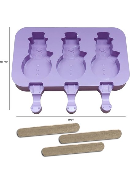 01KALIP 3 Woodstick Stili Kapaklı Silikon Dondurma Kalıbı Hayvanlar Şekli Jöle Buz Topu Makinesi Bebek Dıy Gıda Takviyesi Aracı Dondurma Çubuğu Mutfak (Yurt Dışından)
