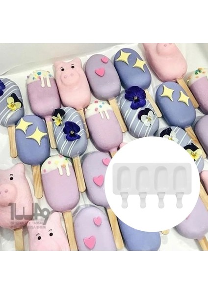 Bej Tarzı 3D Pişirme Dondurma Kalıpları, Silikon Dondurma Kalıpları Kek, Dıy Ice Pops Için Cakesicle Kalıp Buz Küpü Tepsi Popsicle Varil Maker Kalıp (Yurt Dışından)