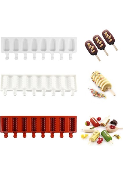 Bej Tarzı 3D Pişirme Dondurma Kalıpları, Silikon Dondurma Kalıpları Kek, Dıy Ice Pops Için Cakesicle Kalıp Buz Küpü Tepsi Popsicle Varil Maker Kalıp (Yurt Dışından)
