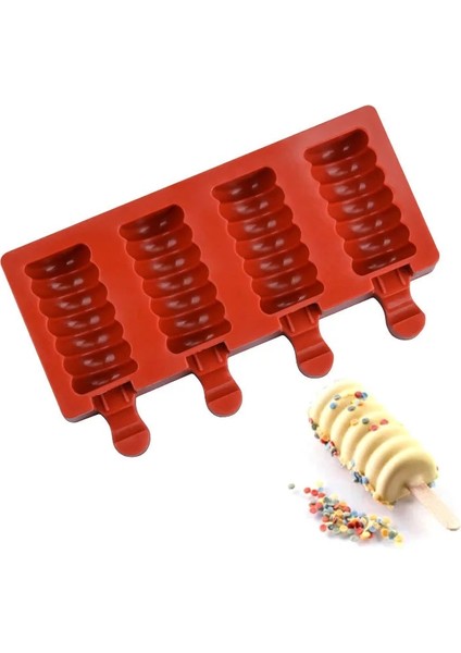 Bej Tarzı 3D Pişirme Dondurma Kalıpları, Silikon Dondurma Kalıpları Kek, Dıy Ice Pops Için Cakesicle Kalıp Buz Küpü Tepsi Popsicle Varil Maker Kalıp (Yurt Dışından)
