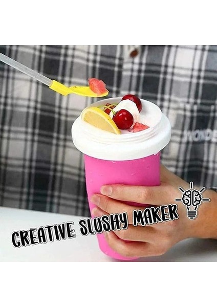 Sarı Stil Slushie Maker Fincan Hızlı Smoothies Fincan Soğutma Fincan Çift Katmanlı Sıkma Fincan Slushy Maker Ev Yapımı Silikon Kalıp (Yurt Dışından)