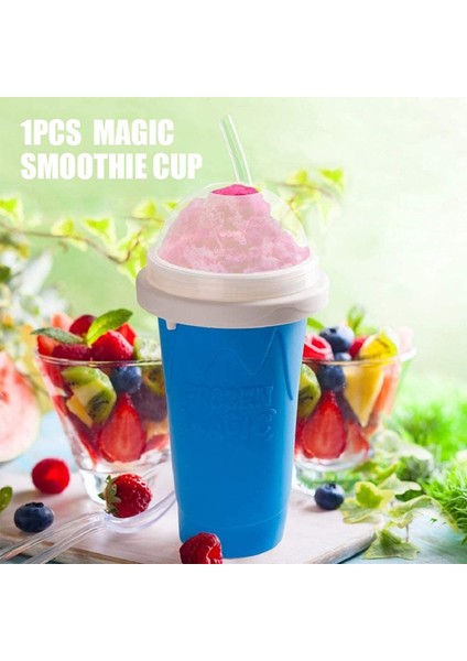 Sarı Stil Slushie Maker Fincan Hızlı Smoothies Fincan Soğutma Fincan Çift Katmanlı Sıkma Fincan Slushy Maker Ev Yapımı Silikon Kalıp (Yurt Dışından)