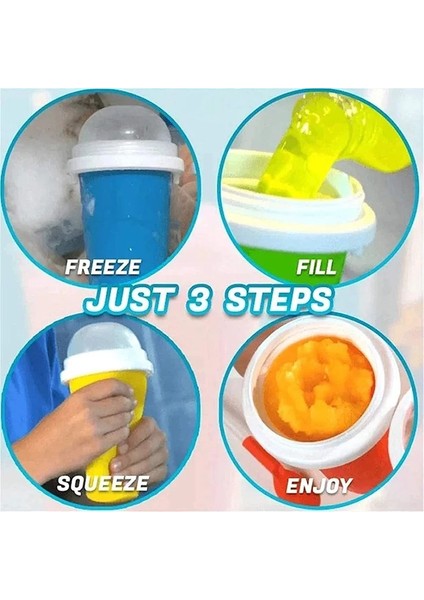 Sarı Stil Slushie Maker Fincan Hızlı Smoothies Fincan Soğutma Fincan Çift Katmanlı Sıkma Fincan Slushy Maker Ev Yapımı Silikon Kalıp (Yurt Dışından)