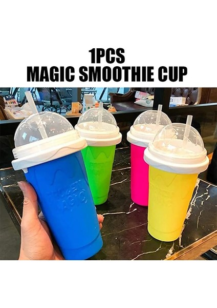 Sarı Stil Slushie Maker Fincan Hızlı Smoothies Fincan Soğutma Fincan Çift Katmanlı Sıkma Fincan Slushy Maker Ev Yapımı Silikon Kalıp (Yurt Dışından)