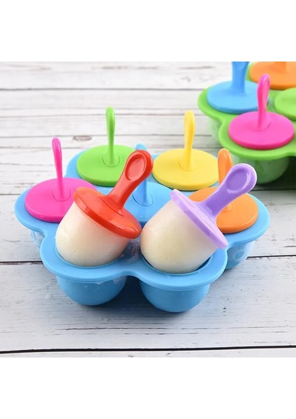D-Koyu Mavi Tarzı Yaz Silikonu Mini Ice Pops Kalıp Dondurma Topu Lolly Maker Popsicle Kalıp Ev Yapımı Bebek Maması Meyve Shake Dondurulmuş Konteyner (Yurt Dışından)