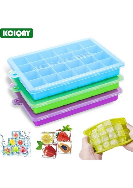 Kırmızı Stil 24 Izgara Gıda Sınıfı Ice Cube Maker Kalıp Kare Dondurma Kalıbı Kokteyl Viski Için Kapaklı Hızlı Bırakma Silikon Buz Küpü Tepsisi (Yurt Dışından)