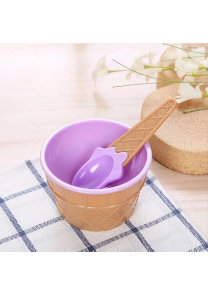 Mor Tarzı Sıcak Satış Şeker Renk Dondurma Yeniden Kullanılabilir Kaseler ve Kaşık Çocuklar Için Harika Hediye Tatlı Dondurma Kaseleri Dondurma Kupası (Yurt Dışından)