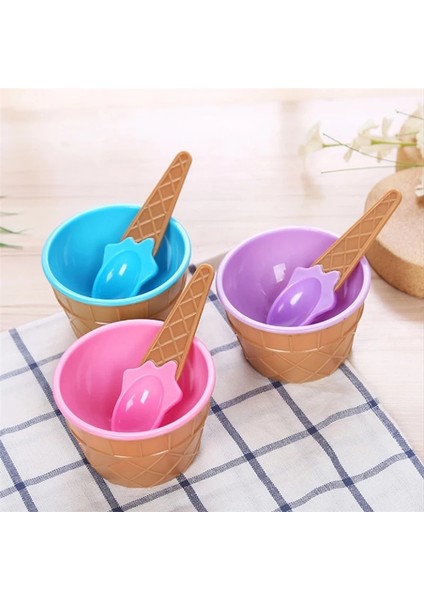 Mor Tarzı Sıcak Satış Şeker Renk Dondurma Yeniden Kullanılabilir Kaseler ve Kaşık Çocuklar Için Harika Hediye Tatlı Dondurma Kaseleri Dondurma Kupası (Yurt Dışından) fırsatları