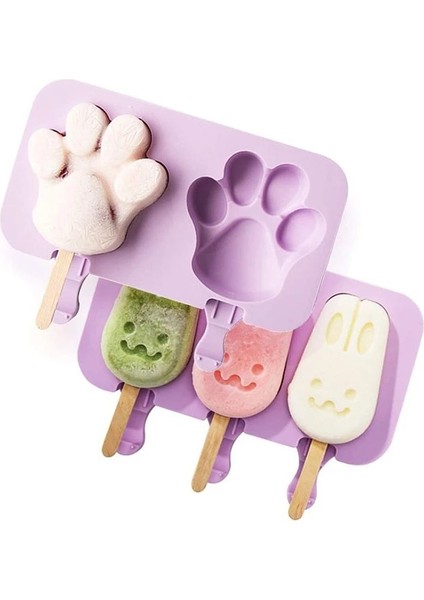 05KALIP 2 Woodstick Stili Kapaklı Silikon Dondurma Kalıbı Hayvanlar Şekli Jöle Buz Topu Makinesi Bebek Dıy Gıda Takviyesi Aracı Dondurma Çubuğu Mutfak (Yurt Dışından) fırsatları