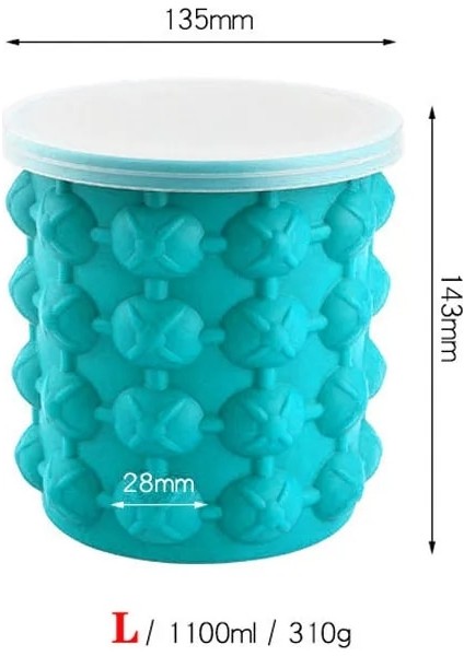 L 1100ML Stili Silikon Ice Cube Maker Ice Cube Kalıp Kapaklı Tepsi Taşınabilir Kova Şarap Buz Soğutucu Bira Dolabı Mutfak Partisi Içecek Viski (Yurt Dışından)