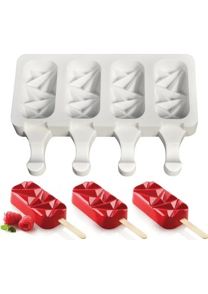 Stil 6 Stili Silikon Popsicle Kalıp Dondurma Kalıbı Ahşap Çubuklar ile Yaz Dıy Ev Yapımı Buz Küpü Tepsisi Buz Bloğu Tatlı Makinesi Araçları (Yurt Dışından)