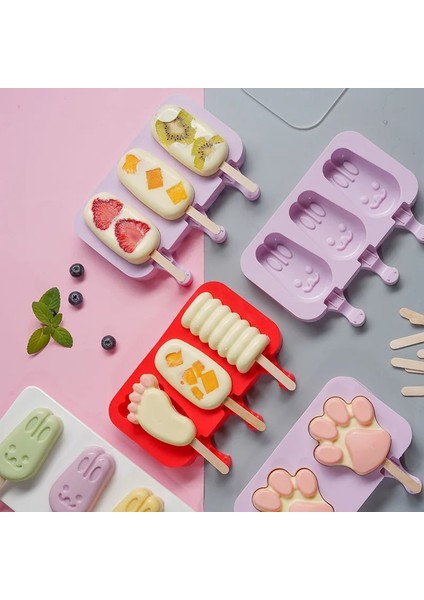 Kapaklı Dondurma Stili Silikon Dondurma Kalıbı Kapaklı Dondurma Kalıpları Dıy Ev Yapımı Buz Lolly Kalıp Dondurma Popsicle Ice Pop Maker Kalıp (Yurt Dışından)