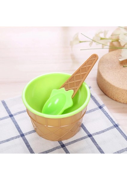 Yeşil Stil Sıcak Satış Şeker Renk Dondurma Yeniden Kullanılabilir Kaseler ve Kaşık Çocuklar Için Harika Hediye Tatlı Dondurma Kaseleri Dondurma Kupası (Yurt Dışından)