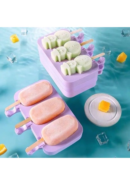 Sarı Stil Silikon Dondurma Kalıbı Dıy Ev Yapımı Buz Lolly Popsicle Pop Kalıpları Yeniden Kullanılabilir Yaratıcı Cakesicle Kalıp (Yurt Dışından)