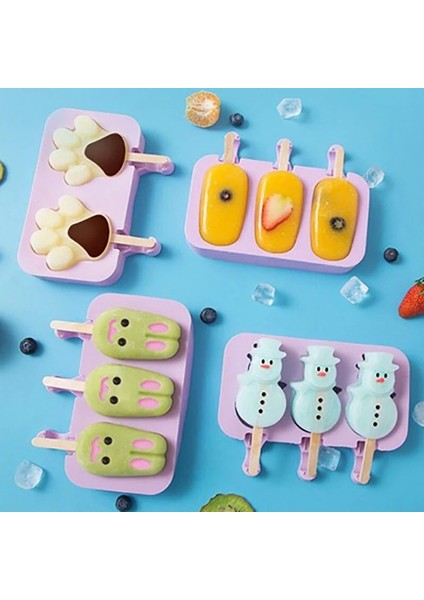 Sarı Stil Silikon Dondurma Kalıbı Dıy Ev Yapımı Buz Lolly Popsicle Pop Kalıpları Yeniden Kullanılabilir Yaratıcı Cakesicle Kalıp (Yurt Dışından)