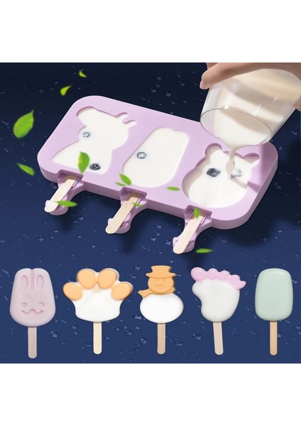 Sarı Stil Silikon Dondurma Kalıbı Dıy Ev Yapımı Buz Lolly Popsicle Pop Kalıpları Yeniden Kullanılabilir Yaratıcı Cakesicle Kalıp (Yurt Dışından)