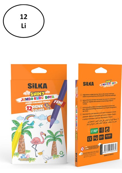 Silka Jumbo Üçgen 12 Renk Kuruboya 12 Li