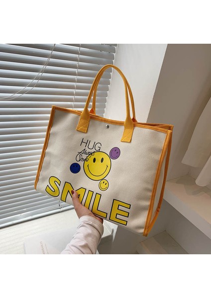 Yeni Çanta Gülen Yüz Karikatür Baskı Messenger Öğrenci Kanvas Çanta (Yurt Dışından) fırsatları