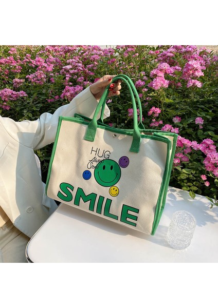 Yeni Çanta Gülen Yüz Karikatür Baskı Messenger Öğrenci Kanvas Çanta (Yurt Dışından)