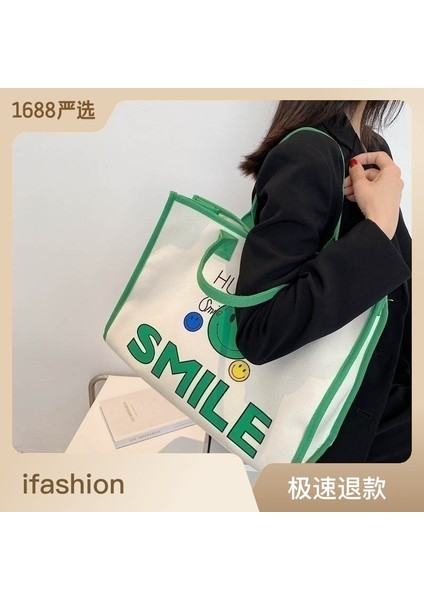 Yeni Çanta Gülen Yüz Karikatür Baskı Messenger Öğrenci Kanvas Çanta (Yurt Dışından) modelleri