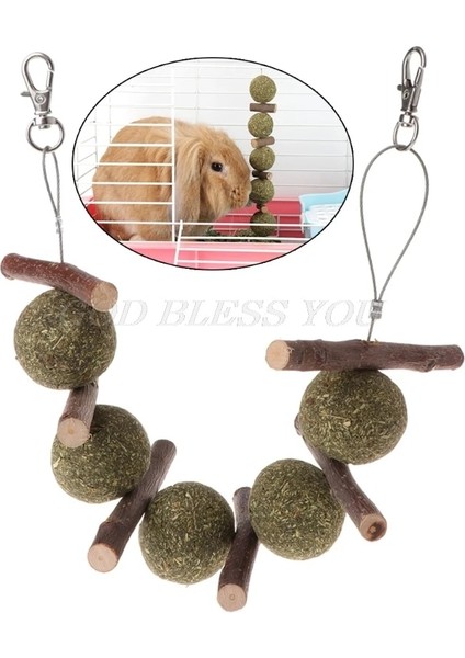 Pet Diş Taşlama Oyuncaklar Hamster Tavşan Ağaç Dalı Çim Topu Asılı Kafes (Yurt Dışından)