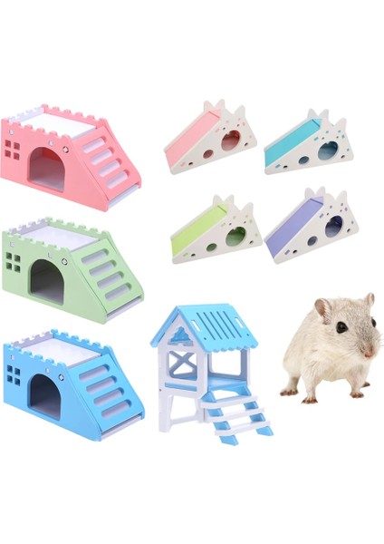J 14X7X8CM Stili Sevimli Mini Ahşap Hamster Evi Merdiven Llas Küçük Evcil Hayvanlar Için Kobay Yuva Yatağı Küçük Evcil Hayvanlar Kafes Oyuncaklar Hamster Aksesuarları (Yurt Dışından)