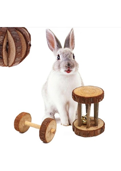 A1 Stili Sevimli Doğal Ahşap Tavşanlar Oyuncaklar Çam Dumbells Unicycle Çan Rulo Çiğneme Oyuncaklar Gine Domuzları Için Sıçan Küçük Pet Azı Dişleri Malzemeleri (Yurt Dışından) modelleri